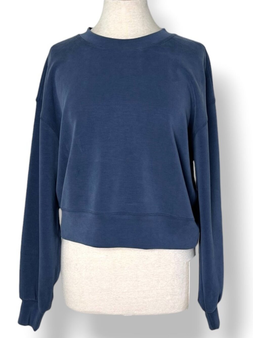 Lululemon Softstreme Perfectly Oversized Cropped Crew Sweatshirt Blue Sz 4